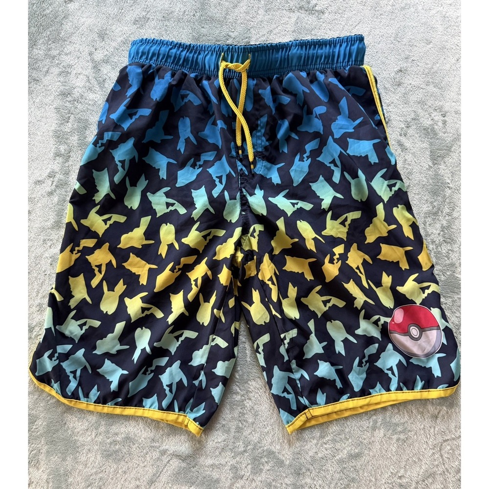 Pokemon Pikachu Big Boys Swim Trunks Lined Size 14/16